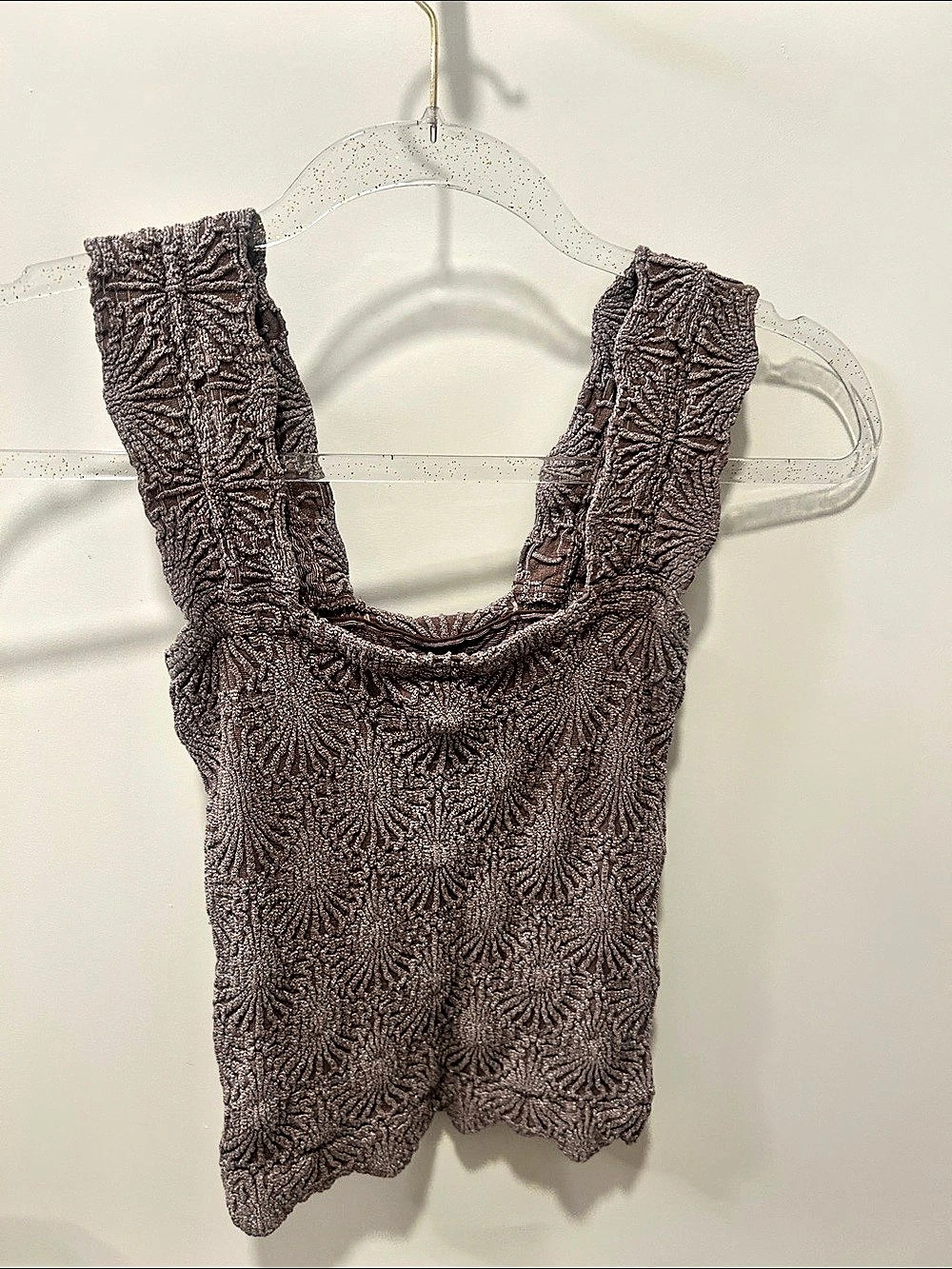 Free People Love Letter Cami Textured Tank Top in Brown